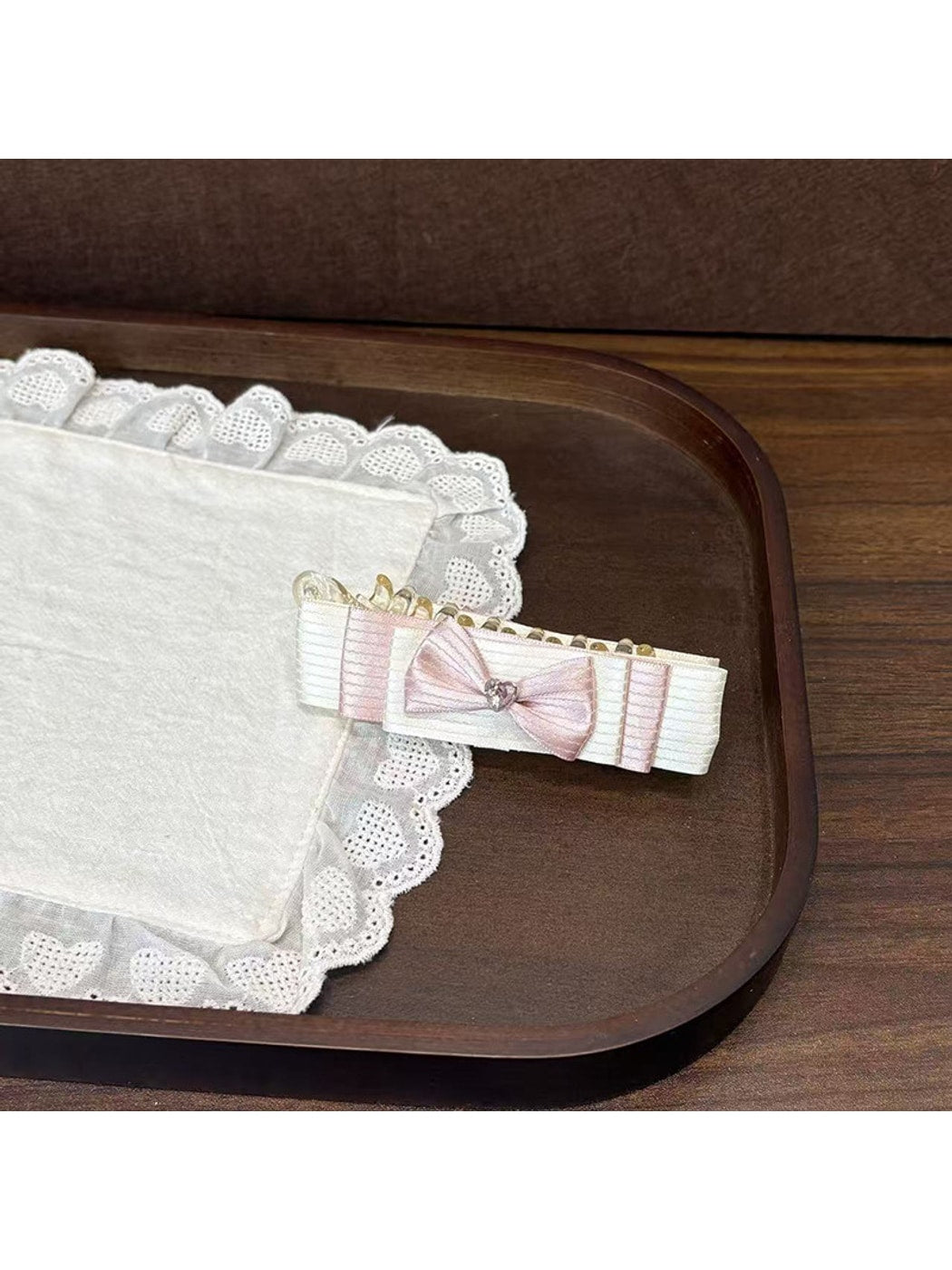 Beau - Sweet Bow Lace Trim Plastic Banana Clip