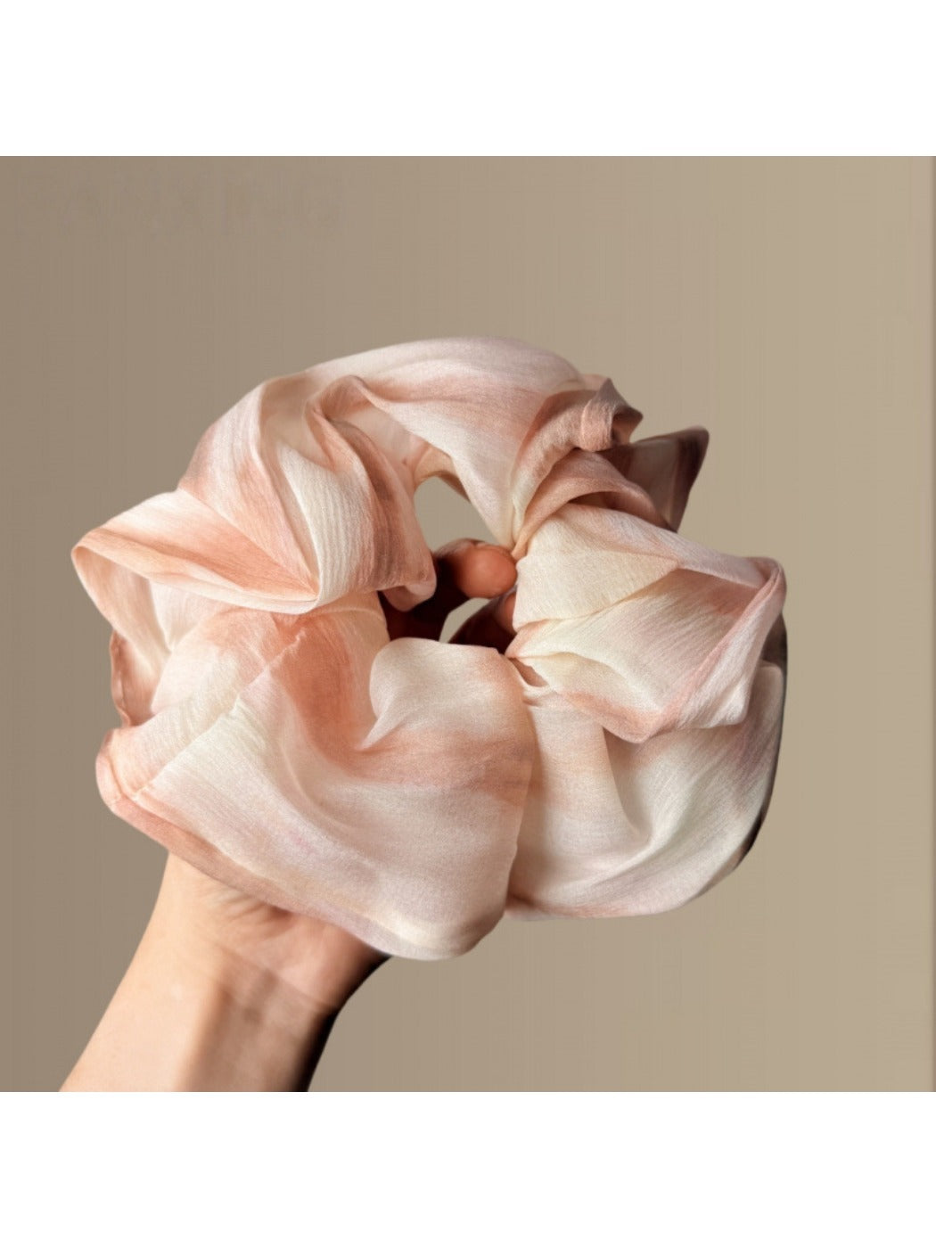 Close-up of Gifty Chic dip dye scrunchie showing soft fabric texture