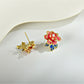 Earedge - Red Peony Floral Stud Earrings