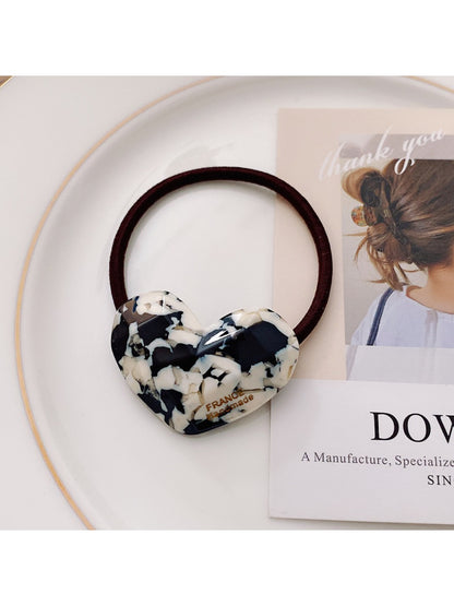 Gifty - Candy Color Heart Acetate Hair Ties Ponytail