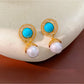 Earedge - Retro Geometric Bead Drop Stud Earrings