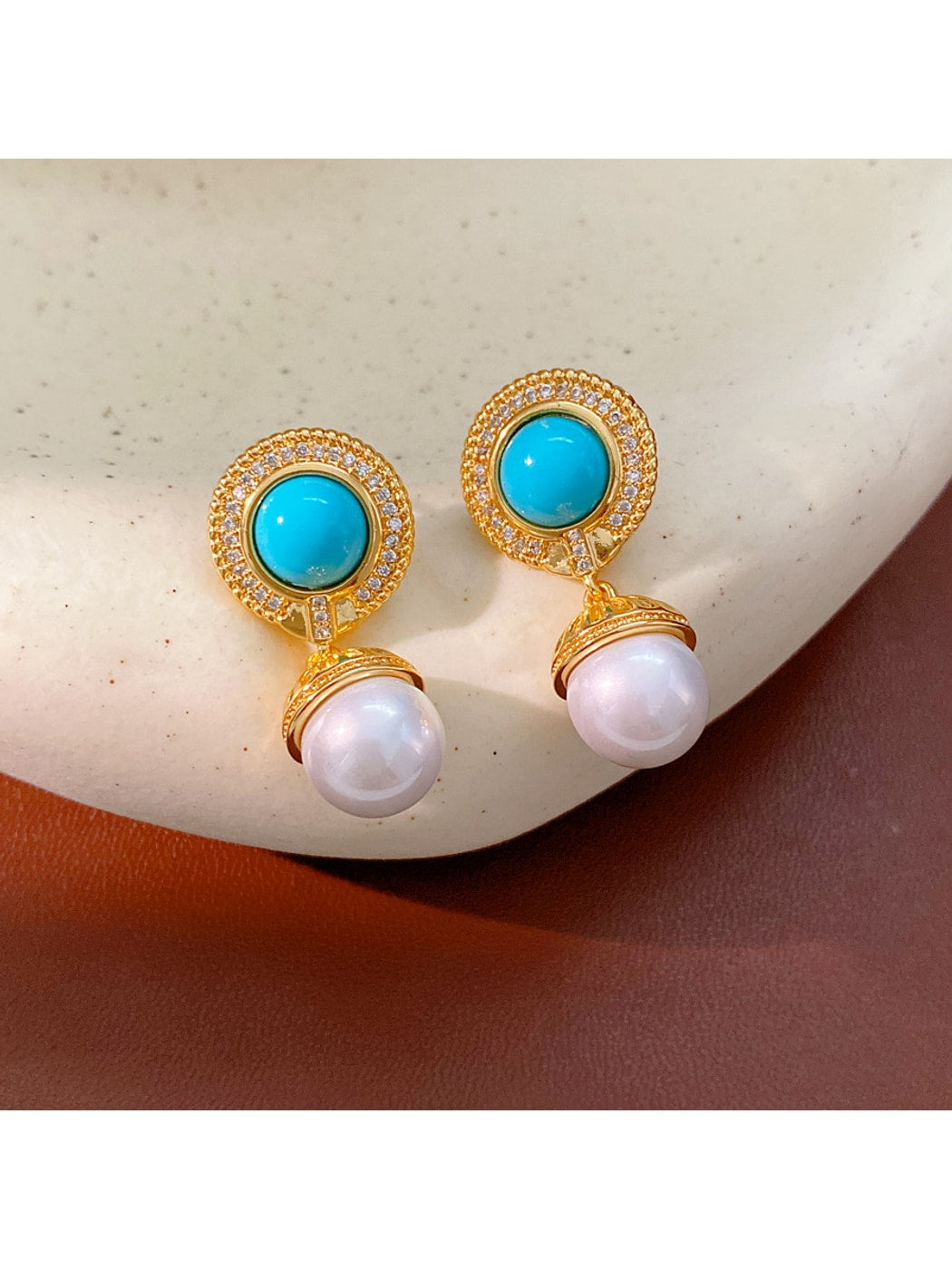Earedge - Retro Geometric Bead Drop Stud Earrings