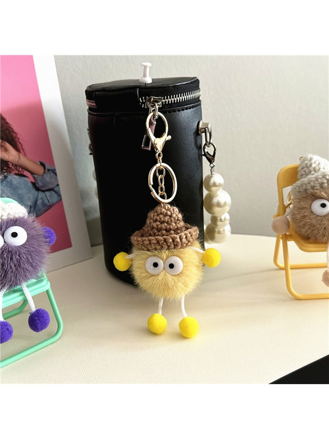 Keypus - Adorable Pompom Bag Charm Keychain