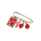 Brovia - Flower and Fruit Charm Safety Pin Brooch