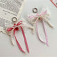 Keypus - Plaid Lace Beaded Bow Bag Charm Keychain
