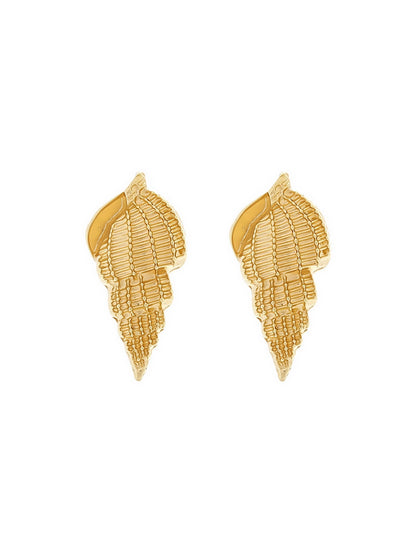 Earedge - Textured Ocean Motif Alloy Dangle Earrings