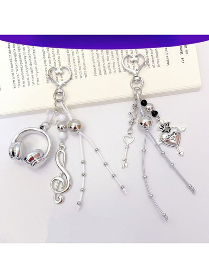 Close-up of Love Headphone Shaped Keychain in red and white colors