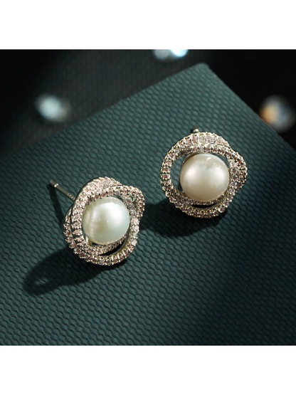 Earedge - Geometric Twisted Double Ring Stud Earrings
