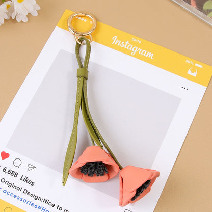 Keypus - Flower Pendant PU Keychain
