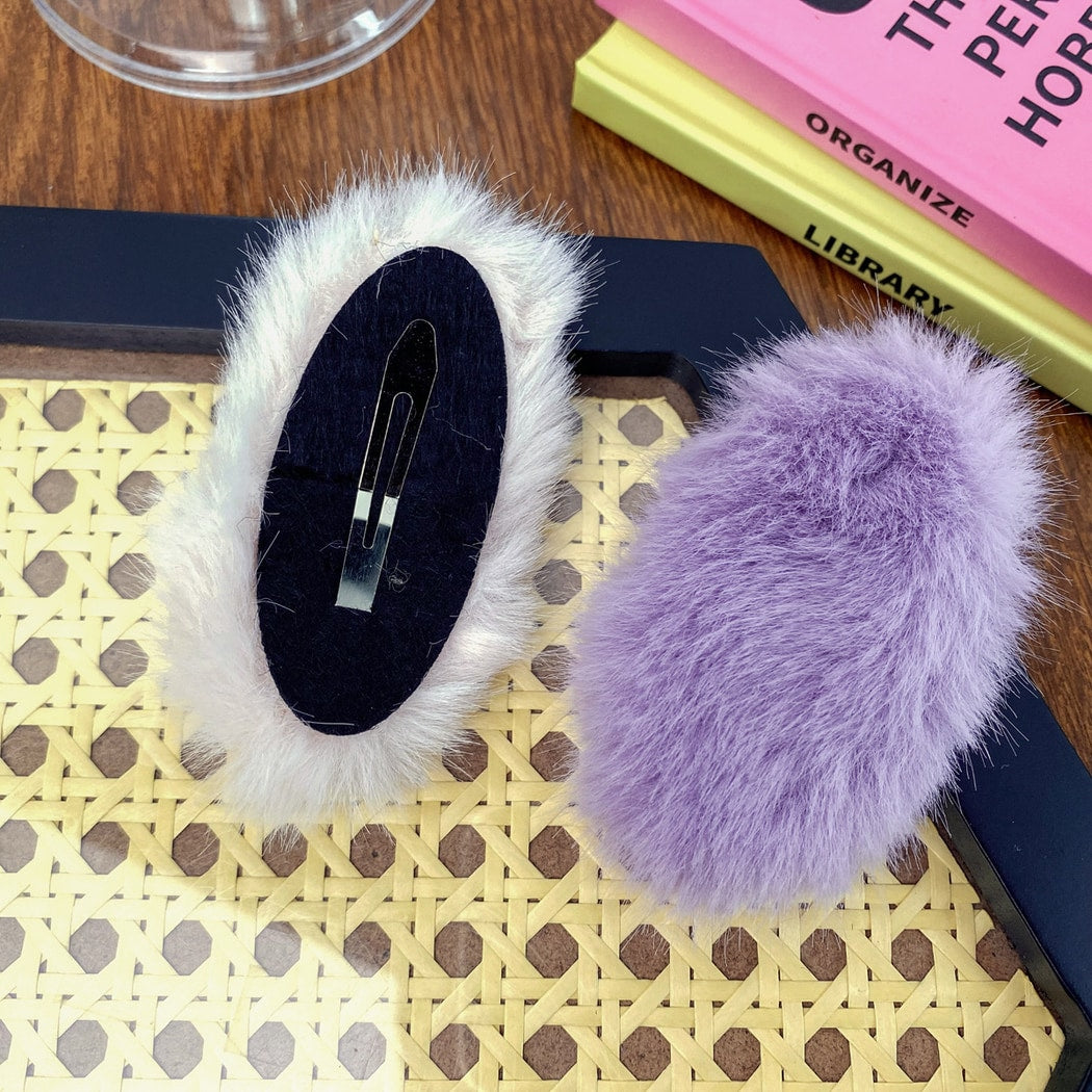 Beau - Soft Plush Solid Geometric Hair Clip