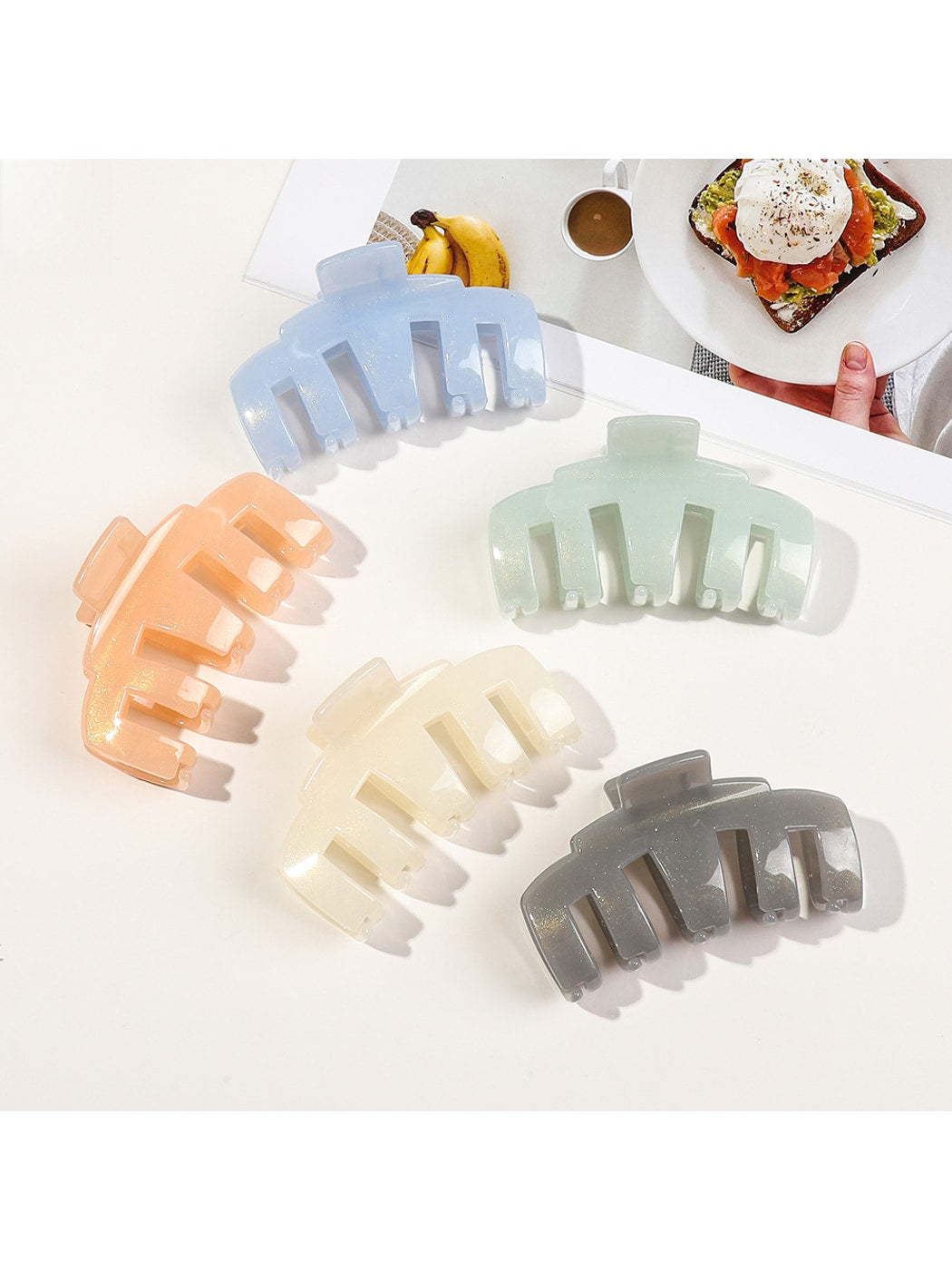 Beau - Geometric PC Gold Speckle Finish Claw Clip