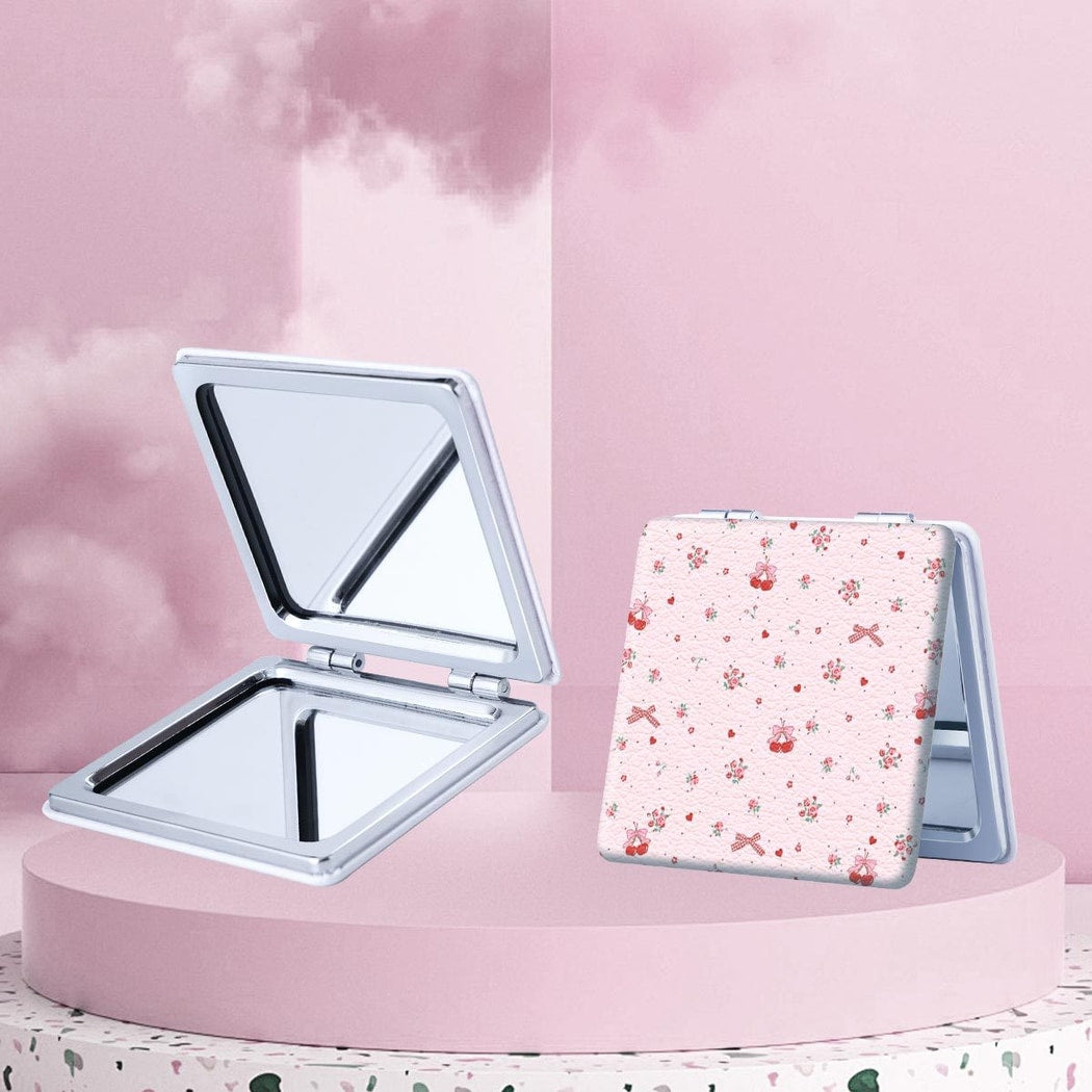 Mirroray - Foldable Floral PU Leather Makeup Mirror