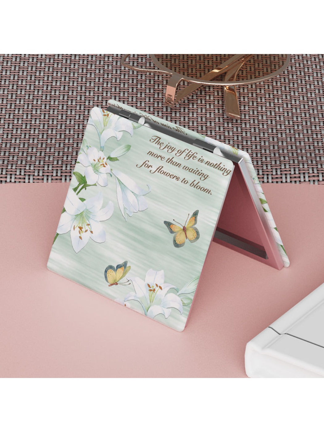 Mirroray - Minimalist Floral Pattern Square Compact Mirror