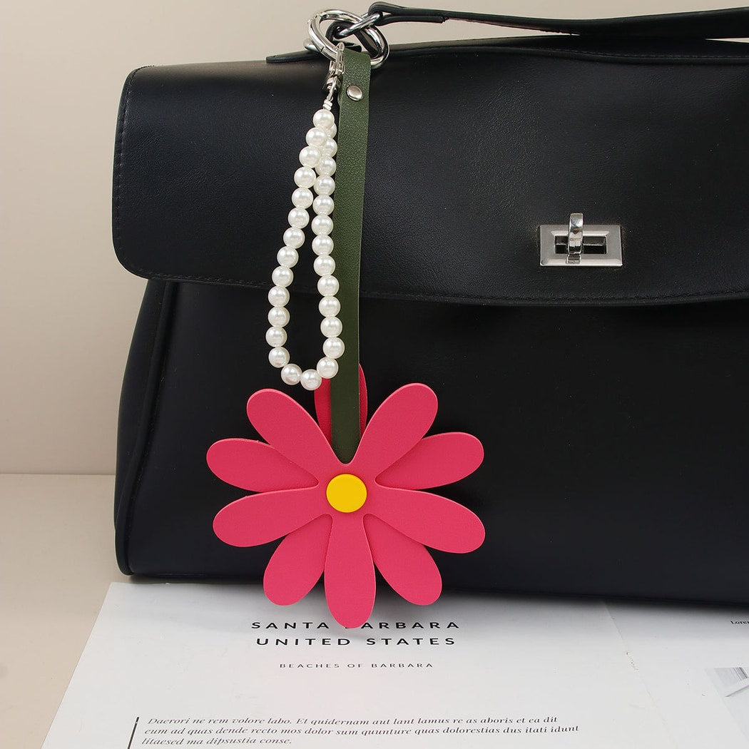 Keypus - Daisy Flower PU Keyring Bag Charm Keychain