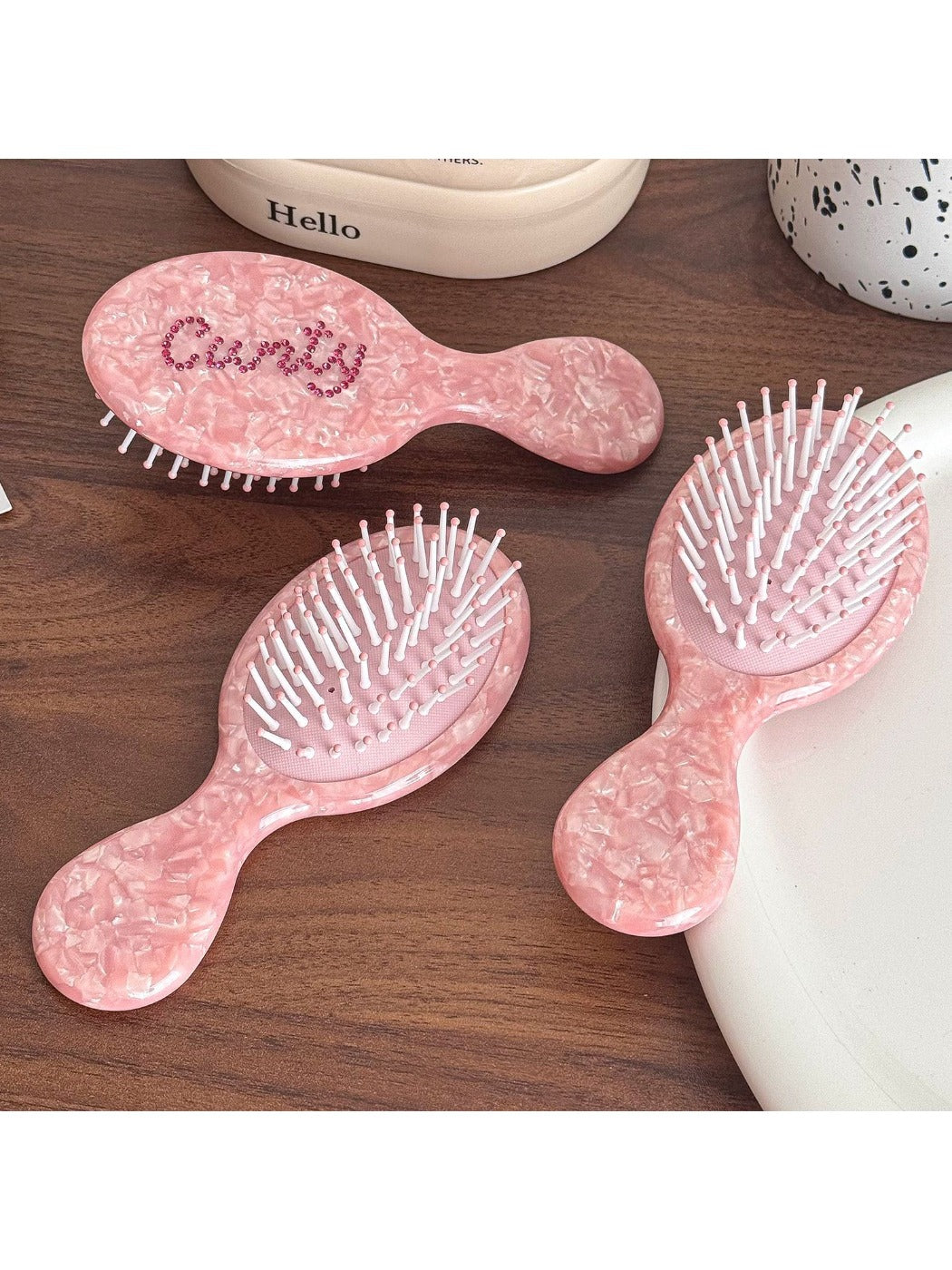 Camerow - Pink Cushion Hair Brush Small Portable