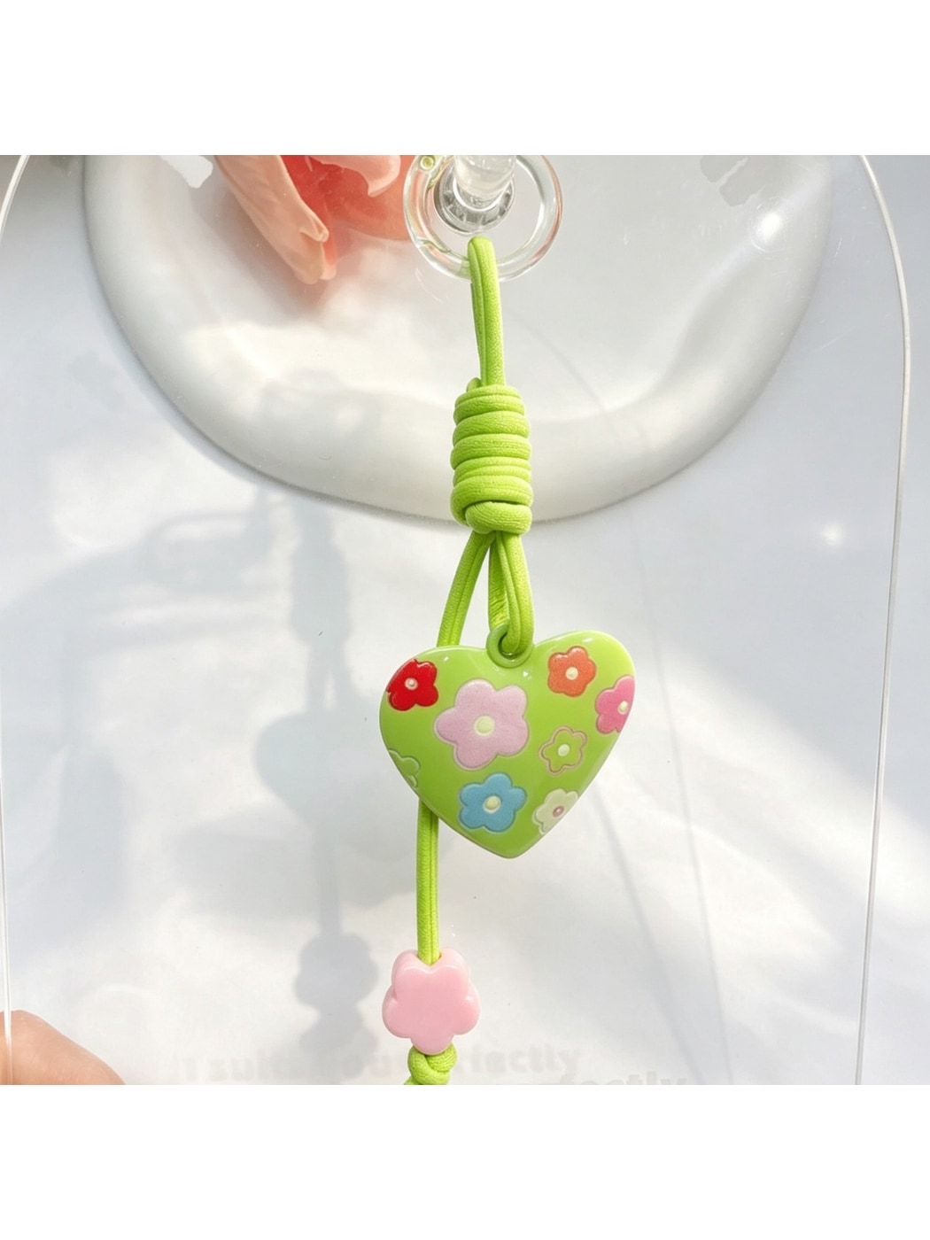 Keypus - Heart Pendant Bag Charm Alloy Cord Loop Keychain