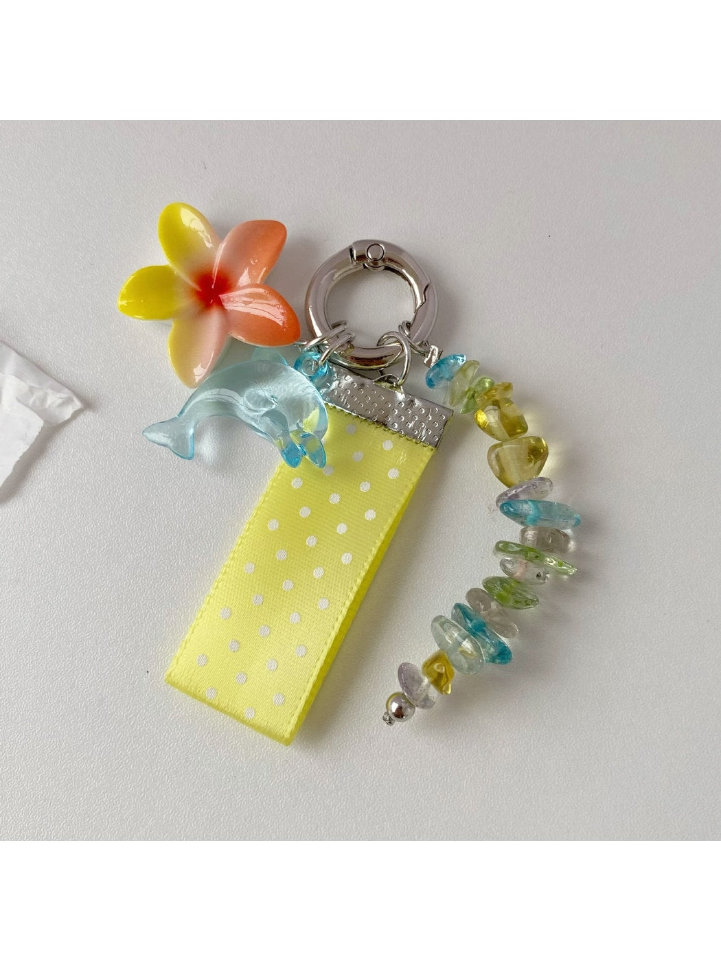 Keypus - Polka Dot Dolphin Beaded Bag Charm Keychain
