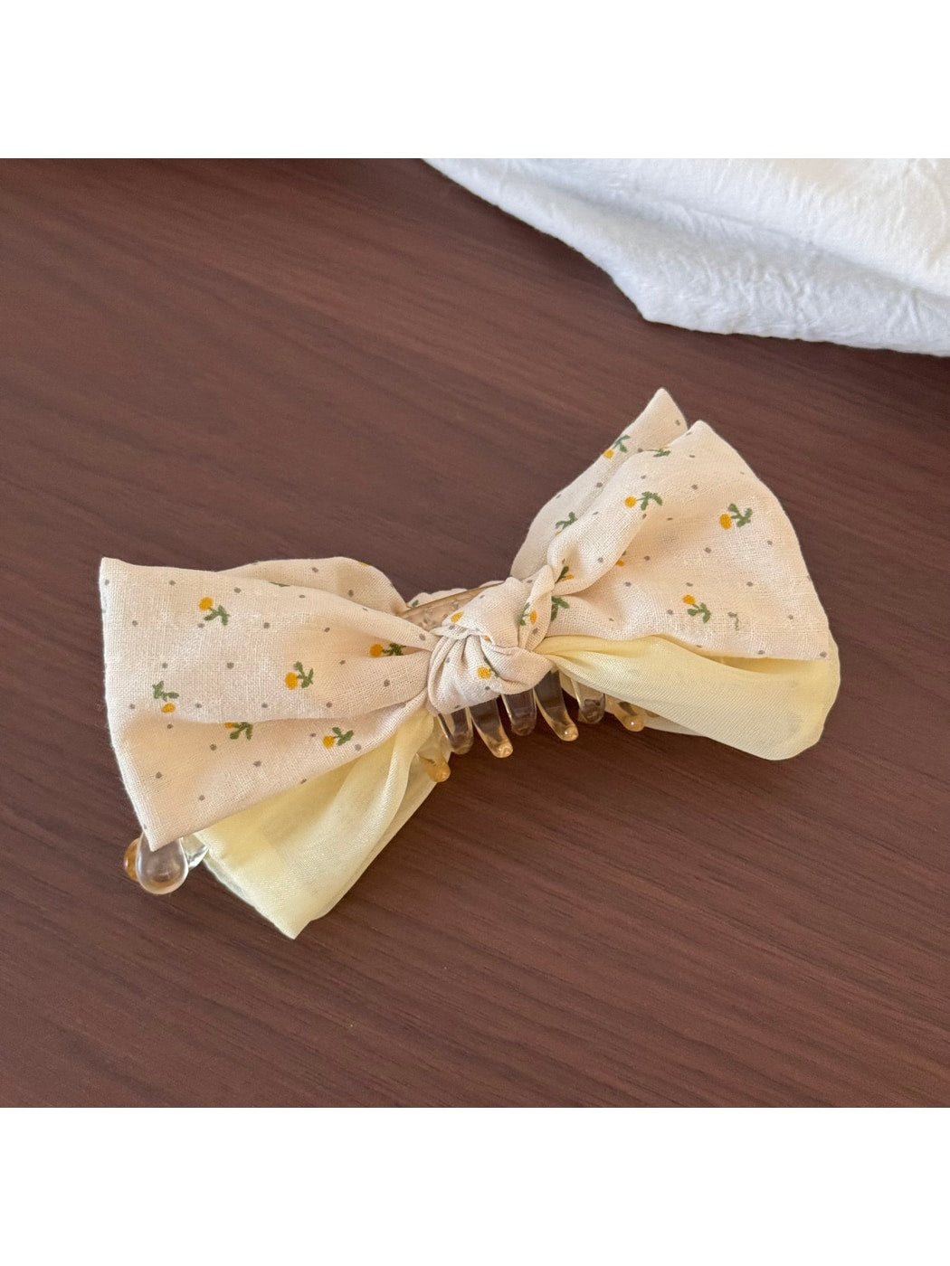 Gifty - Floral Ruffle Trim Polyester Fabric Scrunchie