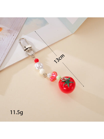 Keypus - Acrylic Beaded Tomato Phone Charm Keychain