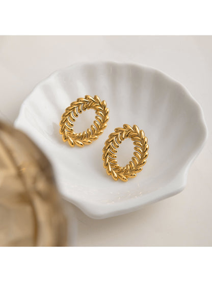 Earedge - Leaf O-Shaped Ear Studs