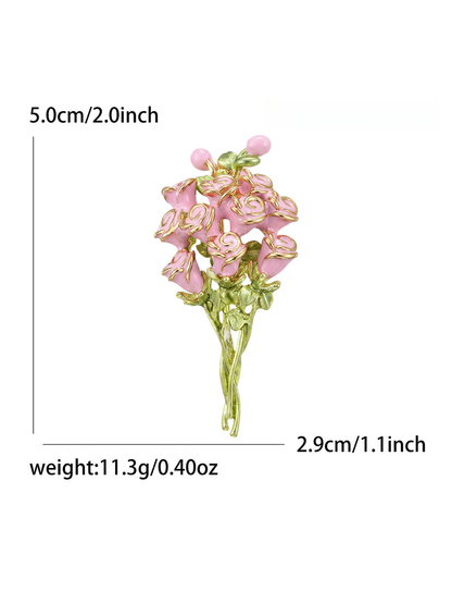 Brovia - Rose Bouquet Enamel Alloy Fashion Brooch Pin