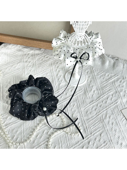 Gifty - Polka Dot Bow Ribbon Polyester Scrunchie