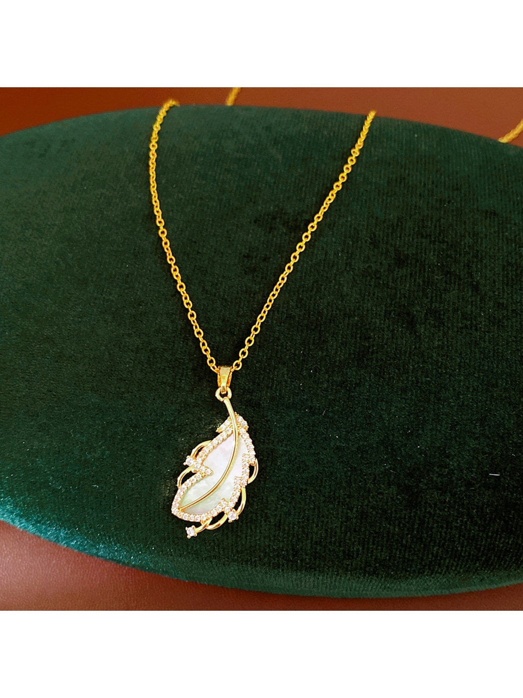 Nozari - Geometric Feather Accent Copper Pendant Necklace