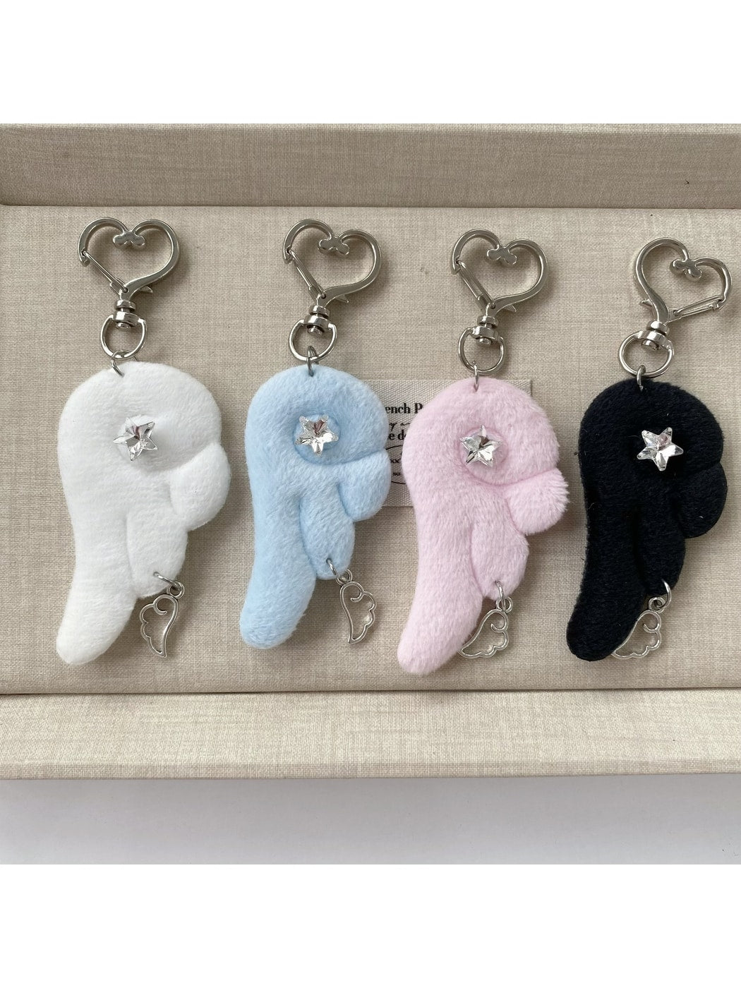 Keypus - Retro Plush Angel Wing Star Detail Keychain