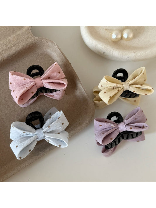 Beau - Polka Dot Bow Hair Claw Clip
