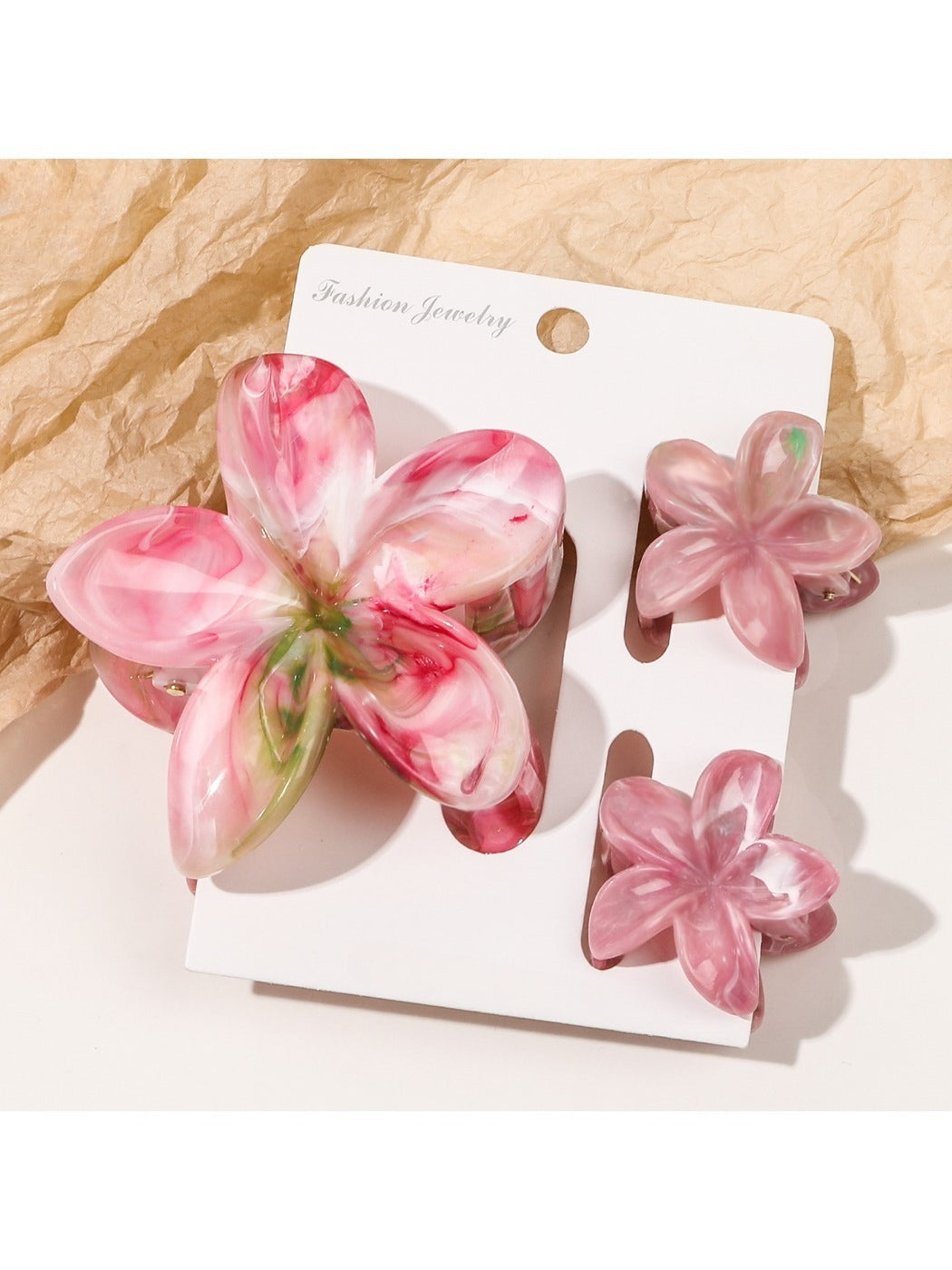 Beau - Marbled Frangipani Hair Clips Set