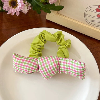 Gifty - Plaid Bow Detail Elastic Scrunchie