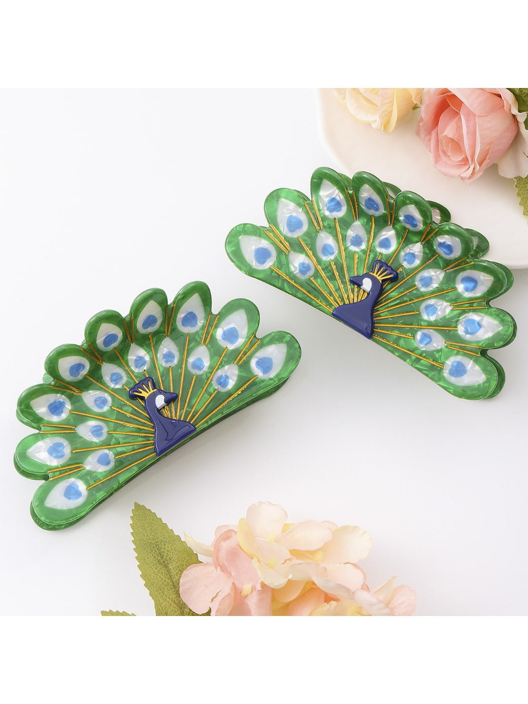 Beau - Retro Peacock Shaped Hair Claw Clip