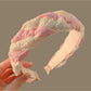 Side view of Gifty Happy Lace headband highlighting its flexible band and lace detail