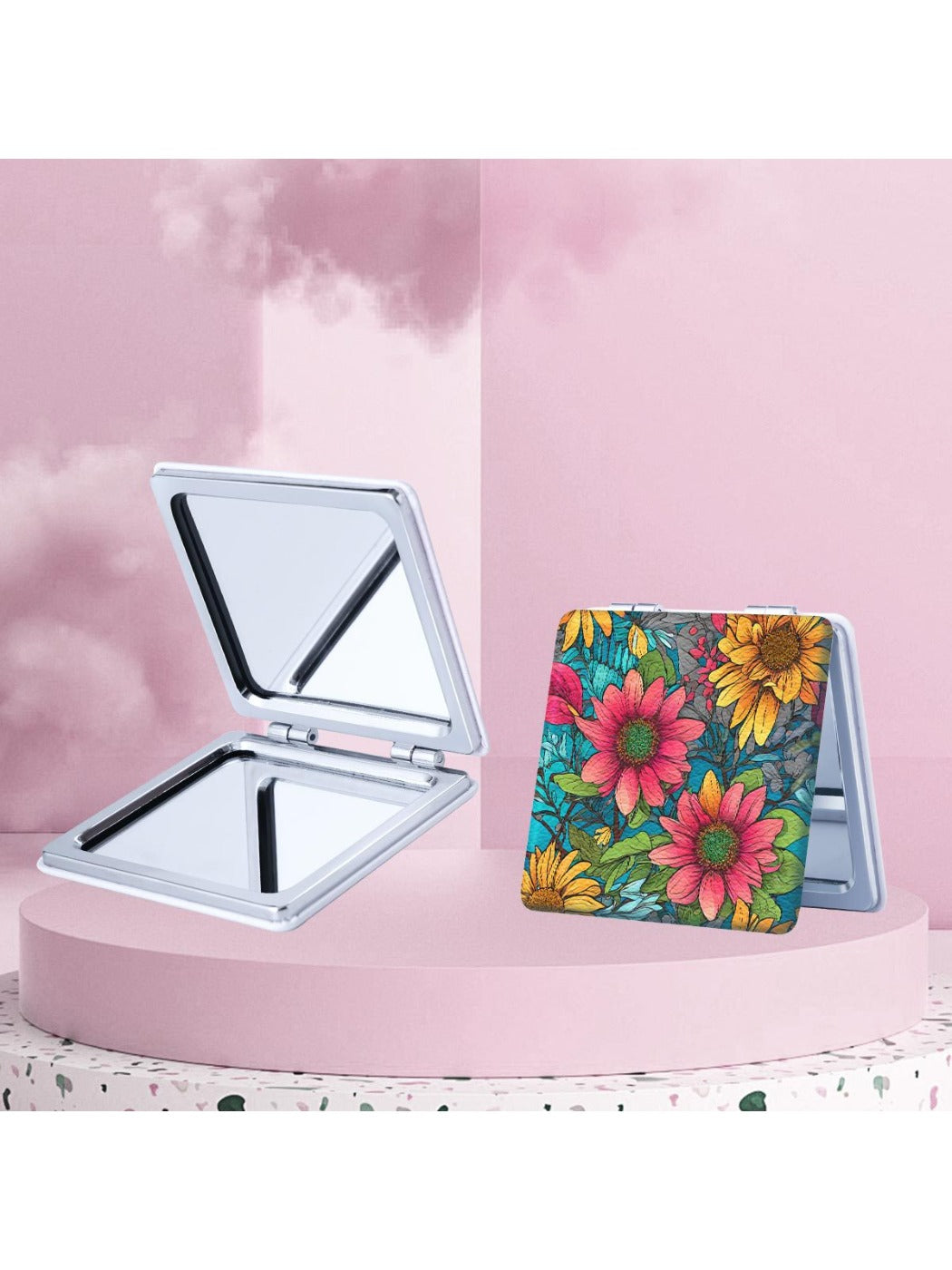 Mirroray - Portable Makeup Mirror with Floral Design