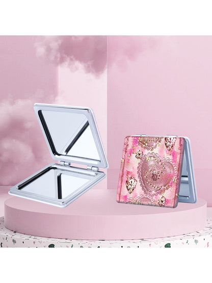 Mirroray - Butterfly Print PU Folding Makeup Mirror