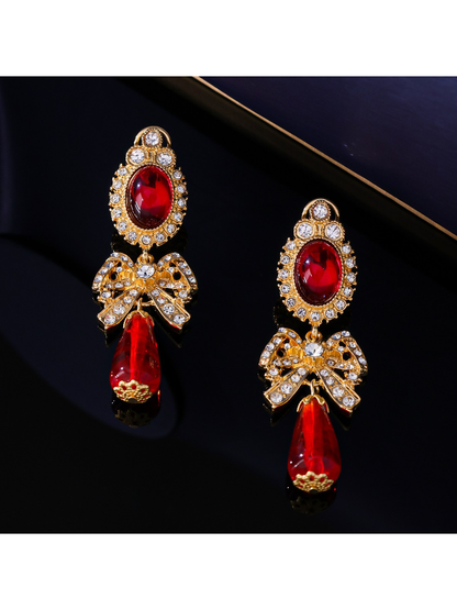 Earedge - Vintage Bow Drop Stud Earrings