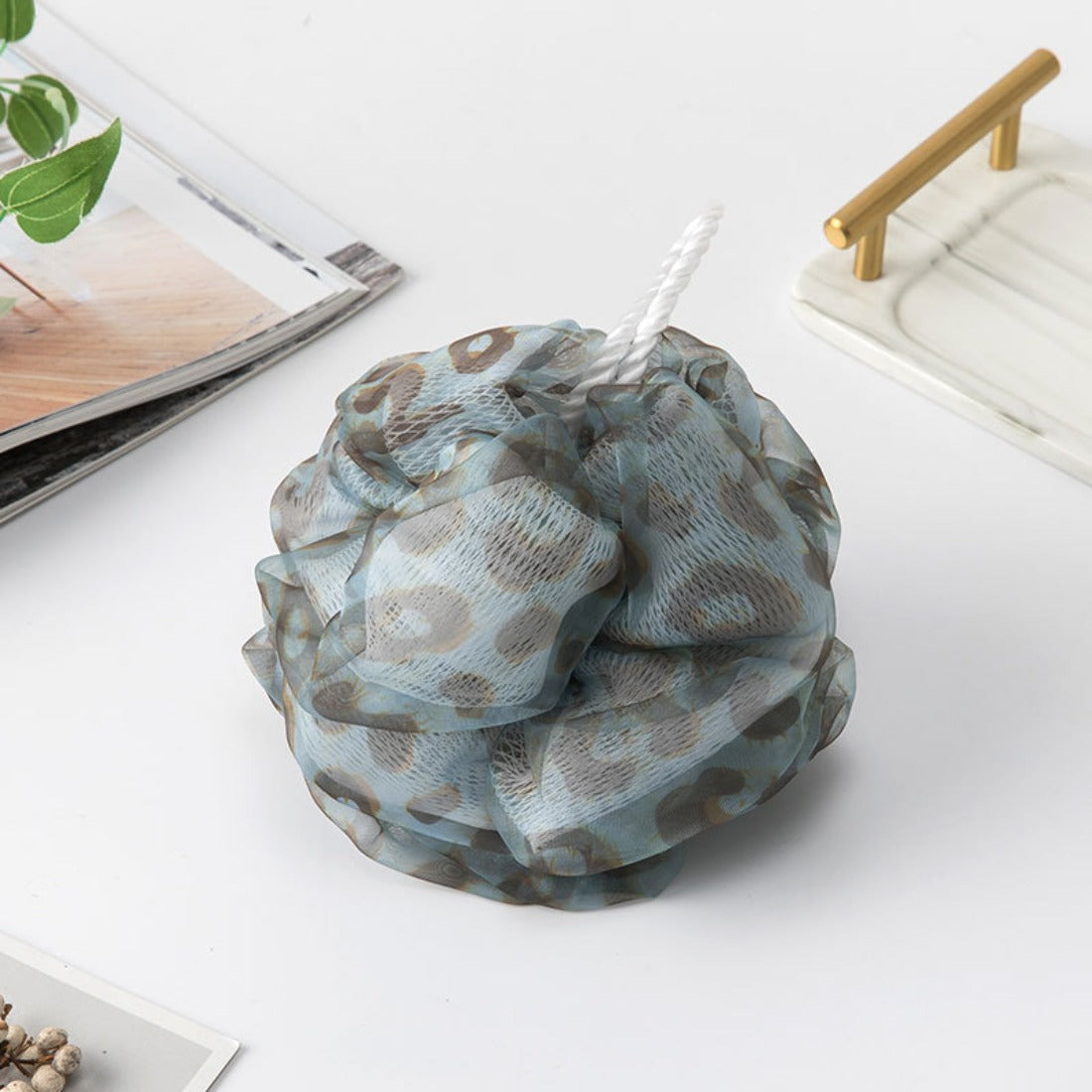 PAPO – Leopard Mesh Shower Pouf