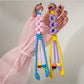 Keypus - Colorblock Floral Beaded Woven Bag Charm Keychain