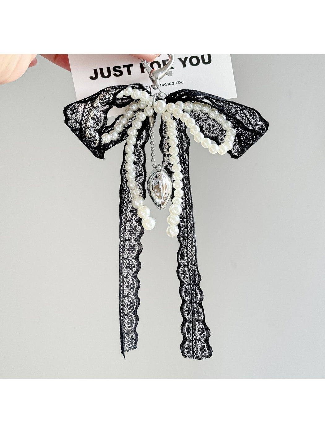 Keypus - Sweet Beaded Bow and Heart Decorative Keychain