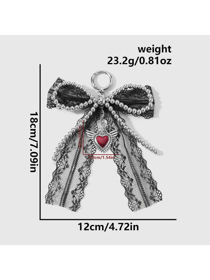 Keypus - Y2K Heart Bow Beaded Bag Charm Keychain