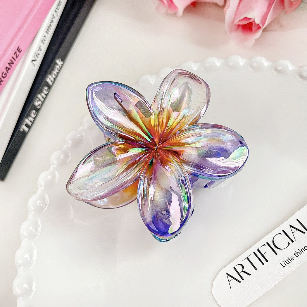 Beau - Iridescent Flower Design Claw Clip