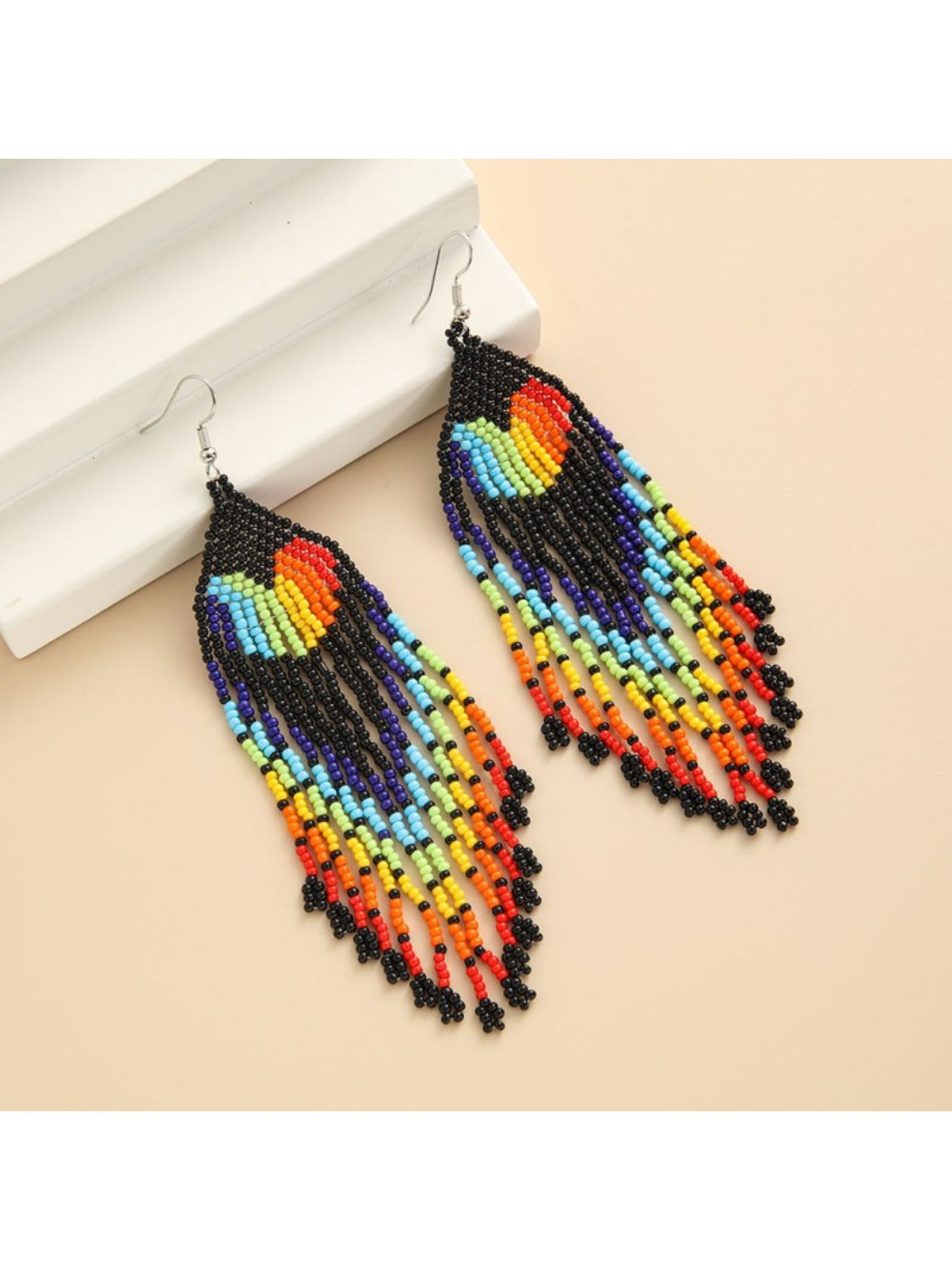 Earedge - Heart Drop Tassel Earrings