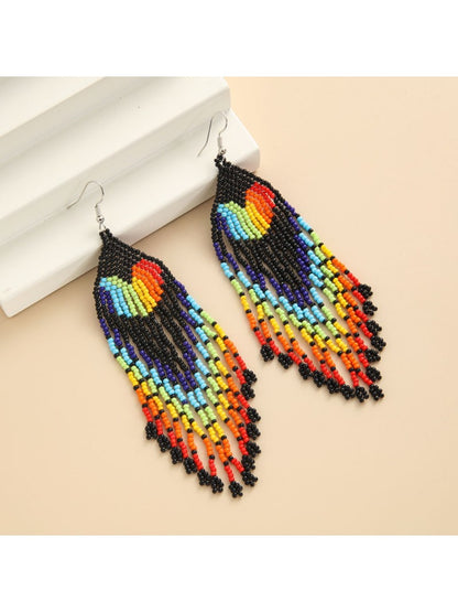 Earedge - Heart Drop Tassel Earrings