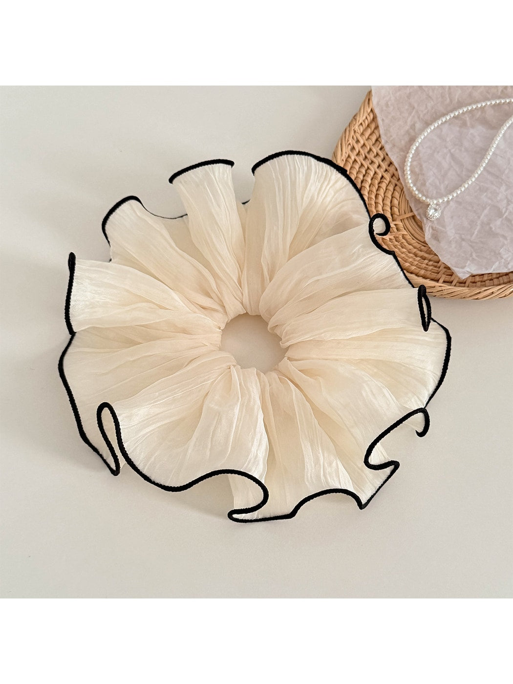 Gifty - Pleated Ruffle Edge Chiffon Scrunchie