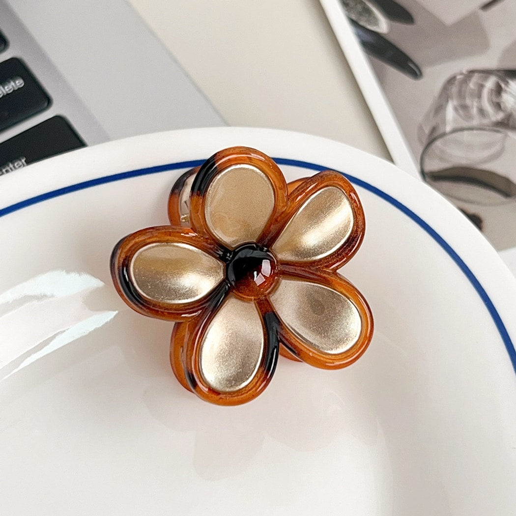 Beau - Glossy Five Petal Floral ABS Claw Clip