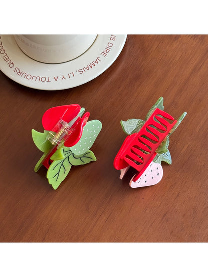 Beau - Cartoon Strawberry-shaped Acetate Hairpin
