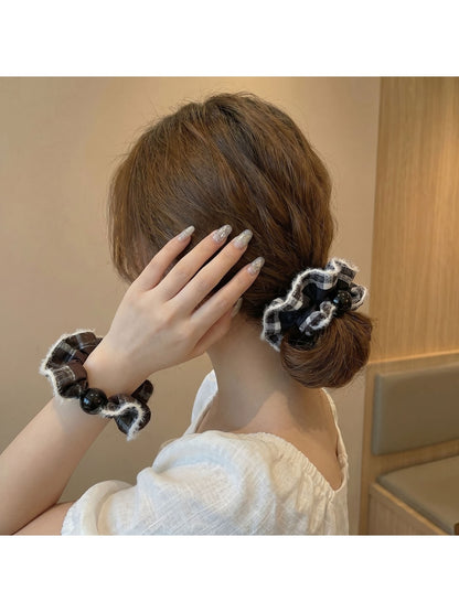 Gifty - Plaid Polyester Fabric Elastic Scrunchie