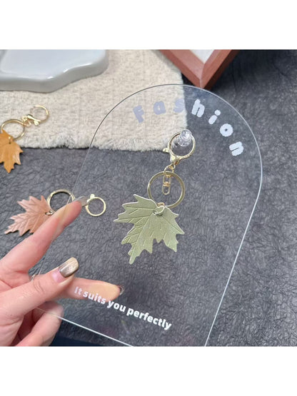 Keypus - Minimal Maple Leaf Bag Charm Alloy Keychain