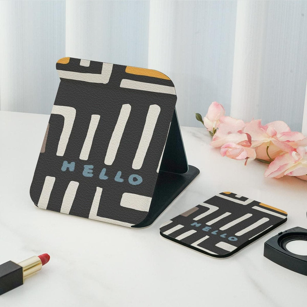 Mirroray - Geometric Double-Sided Print Folding Makeup Mirror