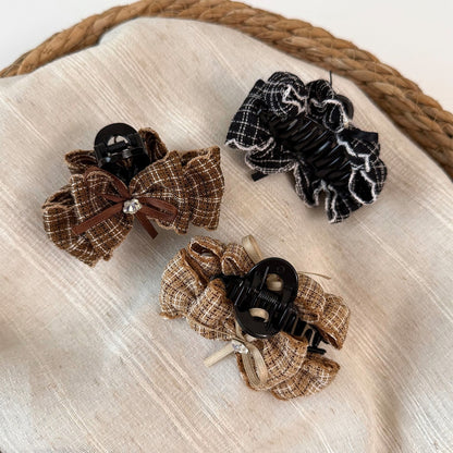 Beau - Women's Plaid Bow Detail Claw Clip